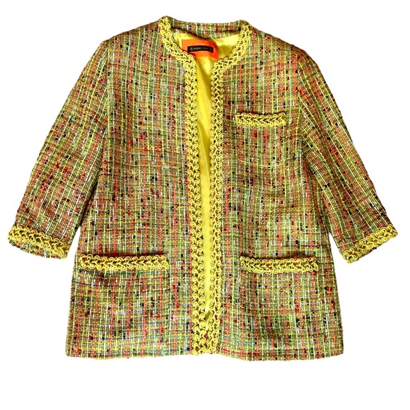 PLEIN SUD PARIS FAYCAL AMOR 1990s VINTAGE NEON TWEED JACKET - Picture 10 of 10